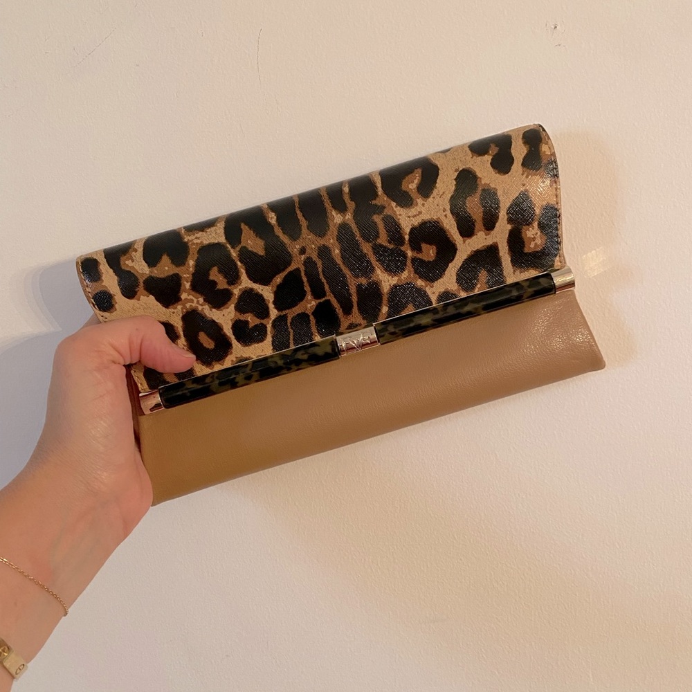 DVF leopard print clutch